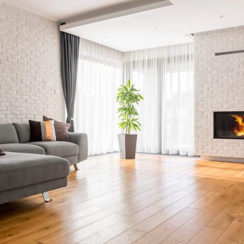 Living room with wood flooring